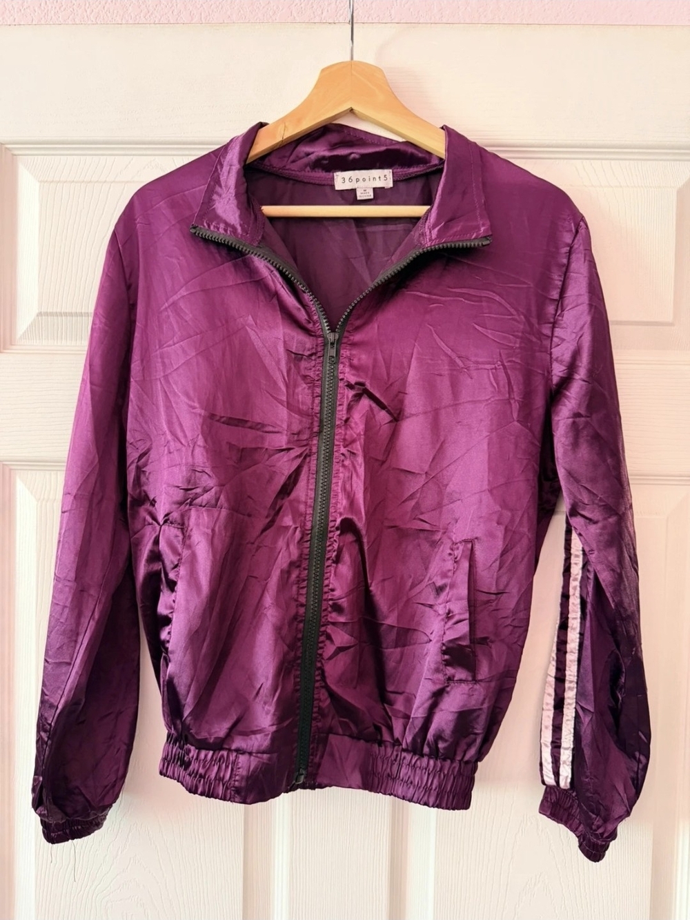 Purple Satin Zip-Front Women's Jacket